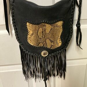 Genuine leather flip fringe purse